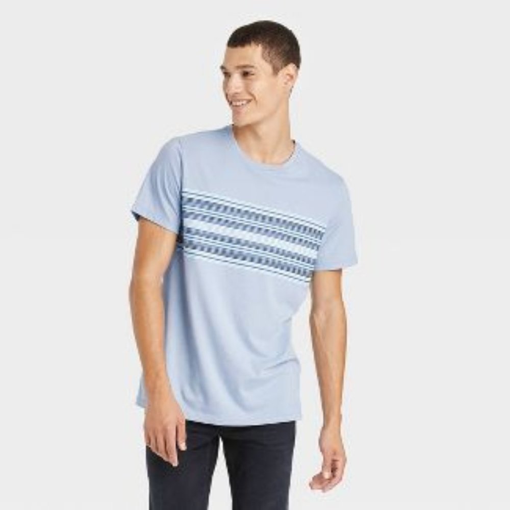 NWT Goodfellows S Small FOGGY BLUE Striped Tshirt